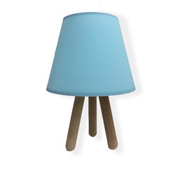 Opviq Lámpara de Mesa de Madera con Pantalla Azul y Natural